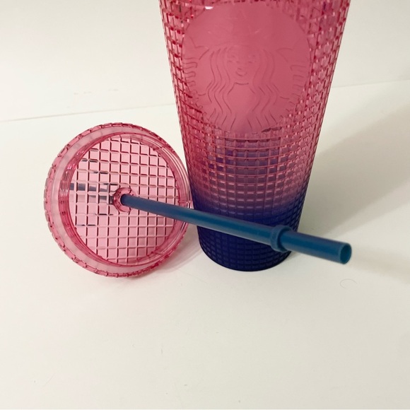 Starbucks Watermelon Pink Purple Gradient Ombre Grid 24oz Venti Tumbler - Picture 8 of 14